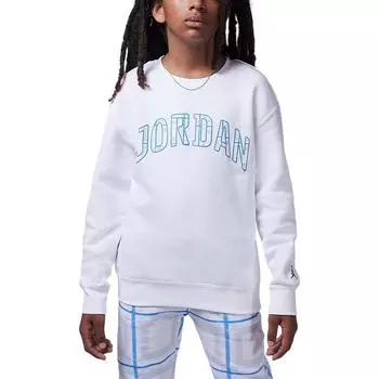 Jordan Свитшот Brooklyn Essentials из флиса с круглым вырезом Детский свитшот Белый HQ7091-100 L