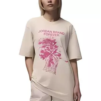 Jordan Свободная повседневная спортивная футболка с коротким рукавом с принтом для женщин, топы Off-White FV7120203 L