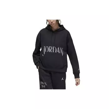 Jordan Свободная толстовка с капюшоном с длинным рукавом и принтом алфавита, женские топы, черные FN5435-010 L