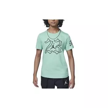 Jordan T-Shirt Letter Number Print Round Neck Short Sleeve Kids tops Emerald-Green HJ1602-377 S