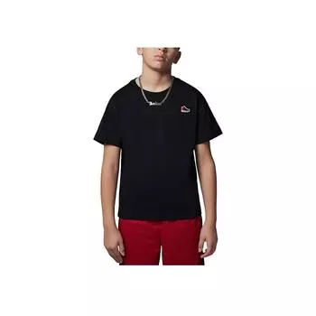 Jordan T-Shirt Round Neck Fashion Versatile Short Sleeve Kids tops Black HF2078-011 L