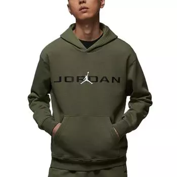 Jordan Теплая, удобная, приятная для кожи, мягкая, с капюшоном, с длинным рукавом, мужская толстовка, средне-оливковая HQ4644222 M