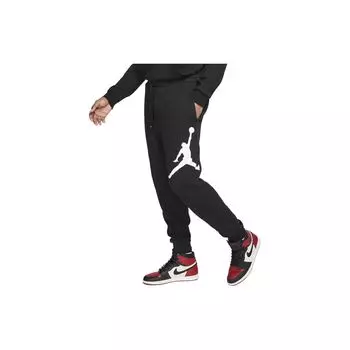 Jordan Трикотажные спортивные брюки Jumpman с принтом логотипа и манжетами, мужские, черные, BQ8646-010 M