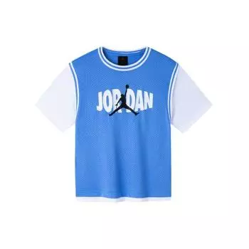 Jordan Удобная простая футболка с коротким рукавом для детей, топы North-Carolina-Blue JD2322033GS-003 S