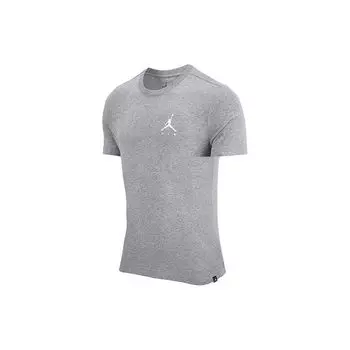 Jordan Вязаная спортивная футболка с коротким рукавом Jumpman с вышитым логотипом, мужские топы, серая DA6800-091 M