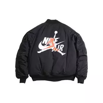 Jordan Wings MA-1 с логотипом и принтом, теплая свободная повседневная куртка-бомбер на молнии, мужские куртки черного цвета AV2599-010 S