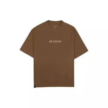 Jordan Wordmark Series Solid Color Letter Logo Embroidered Round Neck T-Shirt Unisex T-Shirts Brown DV6466-270 XXXL