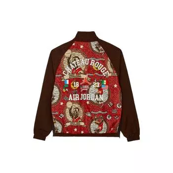 Jordan X Maison Chateau Rouge, лоскутная куртка с принтом и воротником-стойкой, мужские куртки светло-коричневого цвета DO4162-226 M