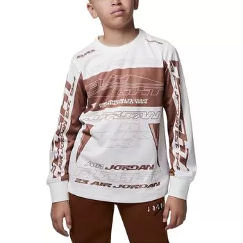 Jordan X MVP Dri-FIT быстросохнущая трикотажная футболка с круглым вырезом и длинными рукавами для детей, парус HQ7144-133 M