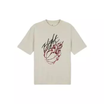 Jordan X Travis Scott Flame Print со стразами и круглым вырезом, свободная футболка с короткими рукавами, мужские топы, абрикосовый DO4102-104 XS