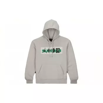 Jordan X Union Collaboration SS23 Asia Edition Твердая винтажная флисовая толстовка с принтом корзины и карманом на шнурке Мужская толстовка серого цвета FD4245-097 S