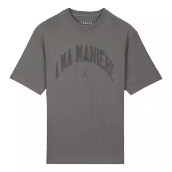 Jordan XA Ma Manire FW24 Модный пуловер с логотипом, круглым вырезом, коротким рукавом, футболка унисекс, серая HF0538-029 XXL