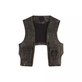 Jordan XJ Balvin Collab Series FW23 Карманный кожаный жилет унисекс Жилет Коричневый FJ6134-010 L