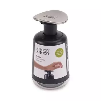 Joseph Joseph Presto Hygienic Bathroom Soap Pump Refillable Steel 85137 Dispenser, - Gray/Stainless [Genuine]
