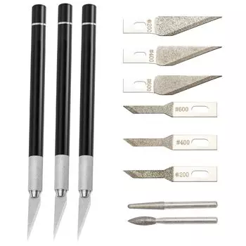 Jovno Diamond Precision Carbide Hobby Гальванизированная пластиковая модель Полировка твердой мягкой тонкой кромки Поверхность Обработка держателя литника В комплекте Файл, Файл,