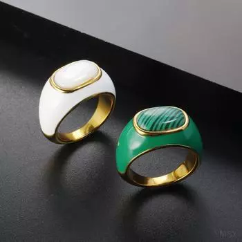 JOVO LOVE Высококачественное простое кольцо для женщин и мужчин из натурального камня павлина, белое перламутровое кольцо с глазурью, ювелирные аксессуары 8