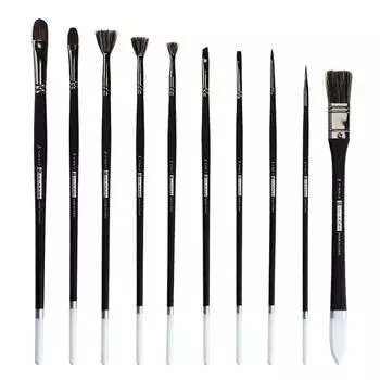 JOWOART, 10 шт., черно-белая нейлоновая ласка для волос, многофункциональная кисть для рисования в штучной упаковке, комплексный набор, березовый столб, поставка акриловой краски