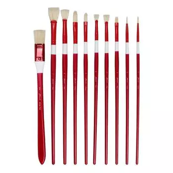 JOWOART 10 шт. многофункциональная красная длинная березовая кисть из свиной щетины веерообразная акриловая масляная кисть для гуаши набор художественных принадлежностей