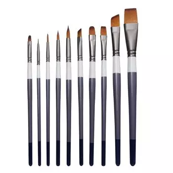 JOWOART 10 шт., студенческие высококачественные нейлоновые щетинки для рисования, деревянные кисти для масляной краски, набор инструментов для рисования акварелью, гуашью, акриловыми масляными кистями