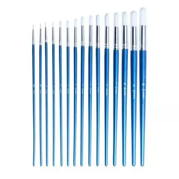 JOWOART 15 шт., белая нейлоновая кисть для акварельной краски из березового дерева, длинный стержень, художественная роспись, круглая головка, кисть для гуаши, инструмент художника