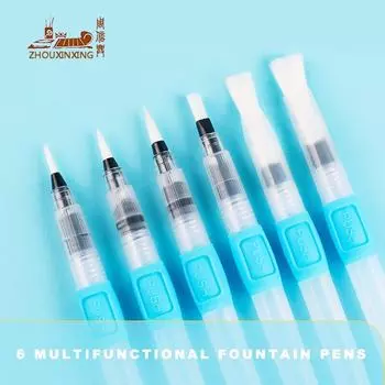 JOWOART 6 Многофункциональные перьевые ручки Кисть для ирригации Ручка для хранения воды Водорастворимый цветной карандаш Живопись Каллиграфия Художественные принадлежности розовый