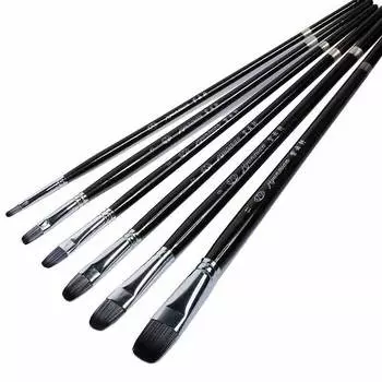 JOWOART 6 шт. Круглая головка, шерсть ласки, смешанный волос, черная деревянная палка, художественные принадлежности, кисти для масляной живописи, кисти для акварели, художественные принадлежности