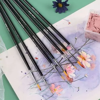 JOWOART 7 шт. Двухцветная нейлоновая ручка для рисования линий для волос Ручка для дизайна ногтей Гуашь Масляная живопись Акриловая сверхтонкая кисть для лица Ручка-кисть для рисования линий