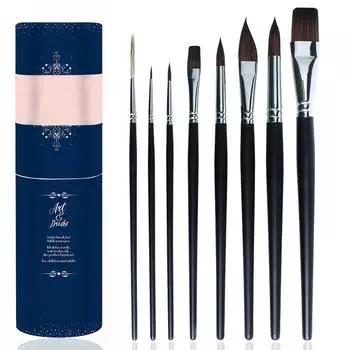 JOWOART 8 шт. многофункциональные профессиональные кисти для акварели из шерсти животных, набор художественных кистей для рисования, акриловая гуашь, подарочная коробка