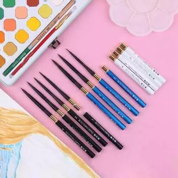 JOWOART акварельная кисть из шерсти животных с заостренной круглой головкой, набор дорожных ручек, металлическая ручка, портативная кисть для гуаши для уличного эскиза, профессиональное искусство чёрный