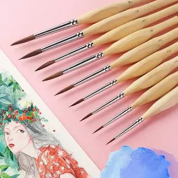 JOWOART Ласка для волос Треугольный березовый стержень 11 шт. Набор изобразительного дизайна ногтей Студенты Специальный рисунок линии Гуашь Цветной мазок Масляная кисть 4 цвета Крючок Линия Ручка чёрный