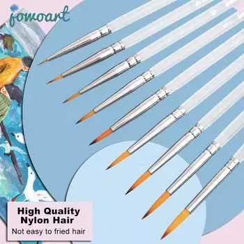 JOWOART очень тонкий наконечник, художественная кисть для рисования, нейлоновые волосы, 9 шт., акварель, прозрачный цветной стержень, крючок, линия, ручка для рисования, принадлежности для рисования