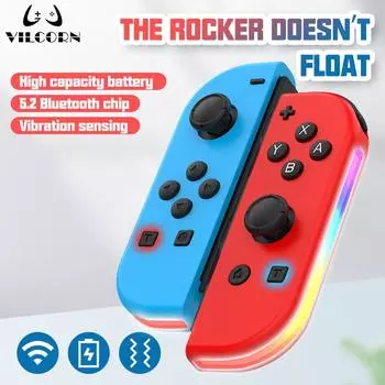 JOY02 RGB Беспроводной джойстик BT5.2 L/R для Nintendo Switch/Oled Поддержка 6-осевого гироскопа-джойстика Геймпад с двойной вибрацией