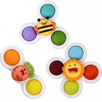 Joy Kids Вращающаяся погремушка на присоске, вращающаяся погремушка, игрушка для ванной, игрушка, набор из 3 предметов, пчела, корейские детские игрушки