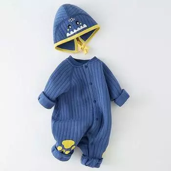 Joy Multi Baby Footprint Newborn Spacesuit Bonnet Set 80, лучшая детская одежда в Корее