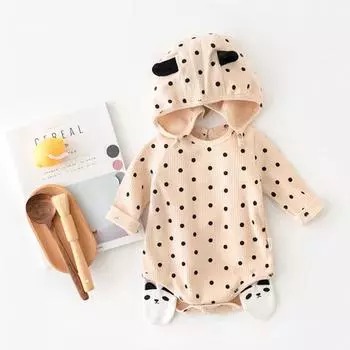 Joy Multi Dot Dot Body Suit + Hat Set 66, лучшая детская одежда в Корее
