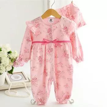 Joy Multi Girls Rose Garden Ribbon Space Suit + Hat Set 60, лучшая детская одежда в Корее