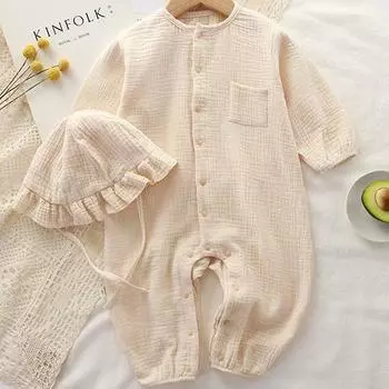 Joy Multi Newborn Tick Tickle Solid Zone скафандр с длинными рукавами + комплект шапки, размер 73, лучшая детская одежда в Корее