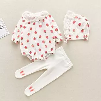 Joy Multi Strawberry Cock Cock Новый боди + шапка + комплект колготок, размер 80, лучшая детская одежда в Корее
