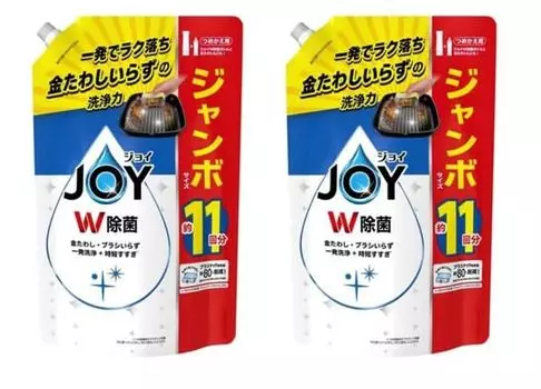 JOY W Дезинфицирующее моющее средство для посуды с освежающим ароматом, сменный блок 1425 мл x 2 пакета в наборе [Оптовая закупка]