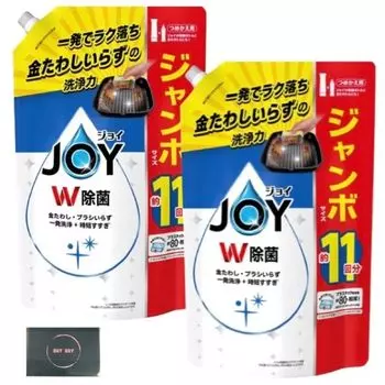 JOY W Дезинфицирующее моющее средство для посуды с освежающим ароматом, сменный блок 1425 мл x 2 в комплекте с оригинальной карманной салфеткой