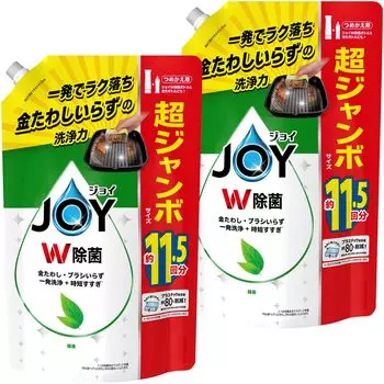 Joy W Disinfecting Dish Detergent Green Tea Refill Extra Large Jumbo x 2 [Bulk Purchase] [Large Capacity] 1,490mL