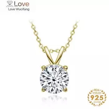 JoyceJelly 925 пробы стерлингового серебра ожерелье для женщин 1 карат натуральный муассанит золотой цвет изысканные модные свадебные украшения подарки оптом