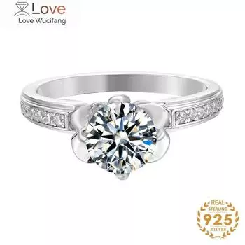 JoyceJelly Модные женские кольца из стерлингового серебра 925 пробы с моссанитами 1 карат, драгоценные камни, цветочный дизайн, простой стиль, модные ювелирные изделия оптом 4 серебряный