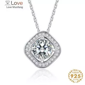 JoyceJelly Trendy 925 Silver Women Rings Moissanites 1 ct Gemstone 4 Claw Square Surroundings for Women Fashion Jewelry Gifts серебряный