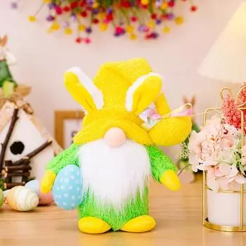 Joyful Themed Easter Light Up Hat Rudolf Plush Figurine For Festive Display Home Yellow Hat