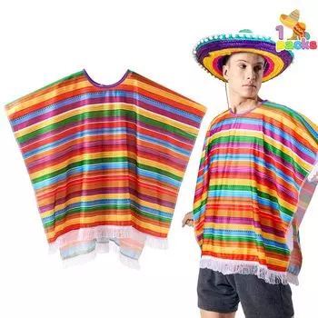 JOYIN Cinco de Mayo Fiesta Serape Poncho Costume для взрослых и детей Fiesta Event Красочные тематические Веселые и праздничные сувениры для вечеринок Нестандартные