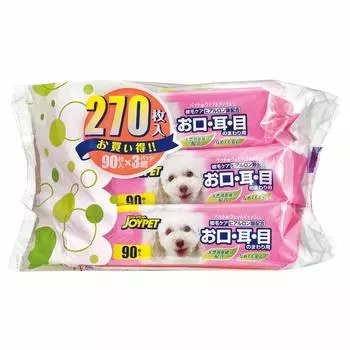 JOYPET JOYPET wet tissue for and 90 sheets x 3 for 270 sheets sheets x 3 mouth, ears, eyes, pieces, pets, (90 pack)