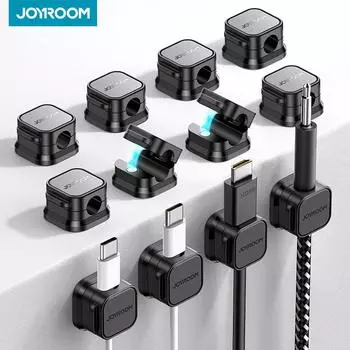 Joyroom 3 шт. магнитный зажим для кабеля держатель кабеля клейкий держатель провода шнур кабельный органайзер для домашнего офиса управление столом 3 Pcs чёрный