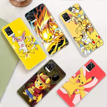 JP35 Пикачу Прозрачный чехол для Samsung A04 A14 A23 M33 M53 Realme 10 9 C35 C55 VIVO Y02 X80 Infinix Hot 30 Note 11 Tecno Spark 8P Pro VIVO X80 Pro аэро