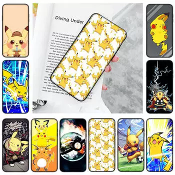 JP36 Pikachu Pokemon черный мягкий чехол для Samsung Note 20 Lite S24 Ultra S23 A03 A05 A06 A11 A71 A15 A16 A13 A24 A25 A33 A52 A53 A50 M55 M35 Plus Samsung A72 пламенный